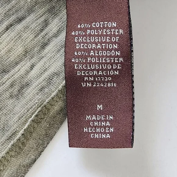 Knox Rose Embroidered Babydoll Top Women M Beaded‎ Garment Dyed Green - Picture 9 of 11